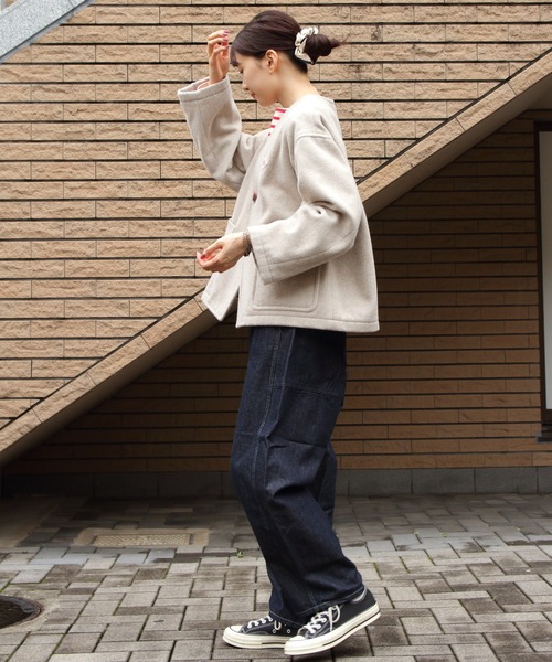 DANTON（ダントン）の「DANTON/ダントン　ウールVネックジャケット　WOOL V NECK JACKET　DT-A0542 SWP（その他アウター・レディース・ネイビー/グレー・38）」の18枚目の写真