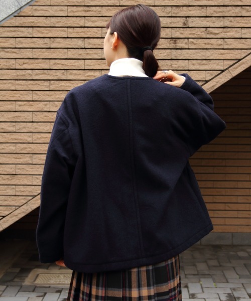 DANTON（ダントン）の「DANTON/ダントン　ウールVネックジャケット　WOOL V NECK JACKET　DT-A0542 SWP（その他アウター・レディース・ネイビー/グレー・38）」の21枚目の写真