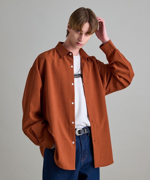 JUNRED（ジュンレッド）の「シアードライビックシャツ（シャツ/ブラウス・メンズ・チャコールグレー/ホワイト/オレンジ・L/S/M）」の14枚目の写真