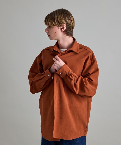 JUNRED（ジュンレッド）の「シアードライビックシャツ（シャツ/ブラウス・メンズ・チャコールグレー/ホワイト/オレンジ・L/S/M）」の15枚目の写真