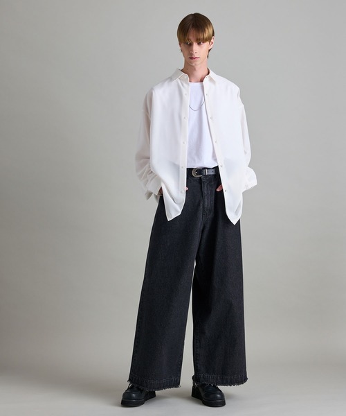 JUNRED（ジュンレッド）の「シアードライビックシャツ（シャツ/ブラウス・メンズ・チャコールグレー/ホワイト/オレンジ・L/S/M）」の18枚目の写真