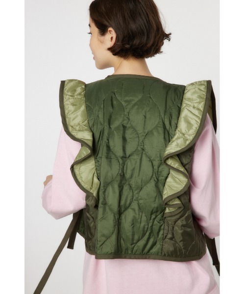 RODEO CROWNS WIDE BOWL(ロデオクラウンズワイドボウル)の「キルティングフリルベスト(ベスト・レディース・アイボリー/カーキ/カモフラージュ・FREE)」の7枚目の写真