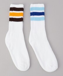 【お得な２足セット】Railroad sock　ラインクルーソックス