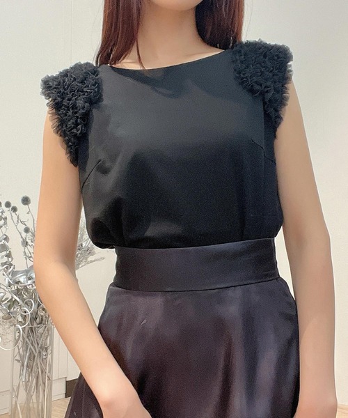 NOELA（ノエラ）の「チュールショルダーカットソー（Tシャツ/カットソー・レディース・グリーン/ブラック・フリー）」の6枚目の写真