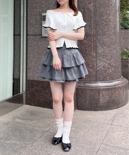 TORTE(トルテ)の「フリルビック衿ダブルジップニット(ニット/セーター・レディース・ホワイト/ブラック/ダークグレー/ピンク・FREE)」の8枚目の写真