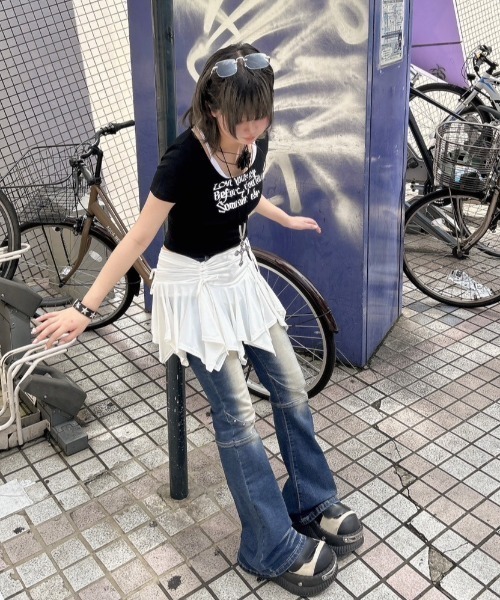 異素材ミックスジーンズ レース フレア 韓国系レディース S4813 楽天市場】デニムパンツ レディース 秋 ジーンズ 大きいサイズ