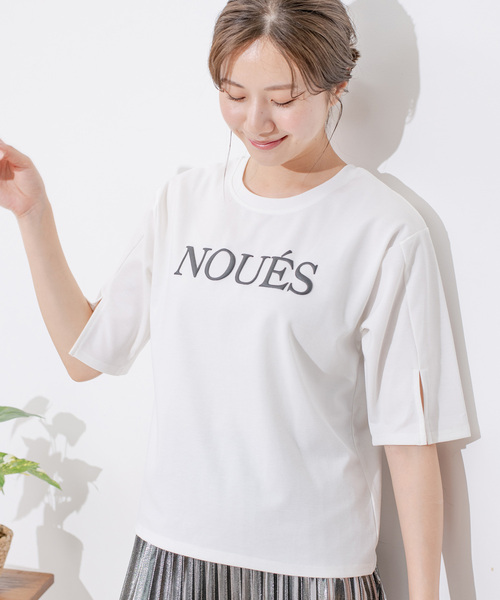 Jayro（ジャイロ）の「ポンチロゴプリントTシャツ（Tシャツ/カットソー・レディース・ブルー系その他4/ホワイト系その他/ネイビー/イエロー・FREE）」の2枚目の写真