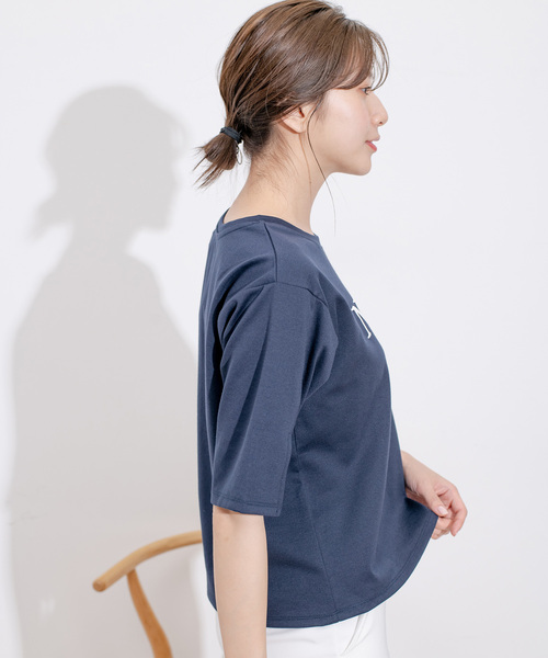 Jayro（ジャイロ）の「ポンチロゴプリントTシャツ（Tシャツ/カットソー・レディース・ブルー系その他4/ホワイト系その他/ネイビー/イエロー・FREE）」の6枚目の写真