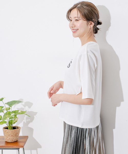 Jayro（ジャイロ）の「ポンチロゴプリントTシャツ（Tシャツ/カットソー・レディース・ブルー系その他4/ホワイト系その他/ネイビー/イエロー・FREE）」の12枚目の写真
