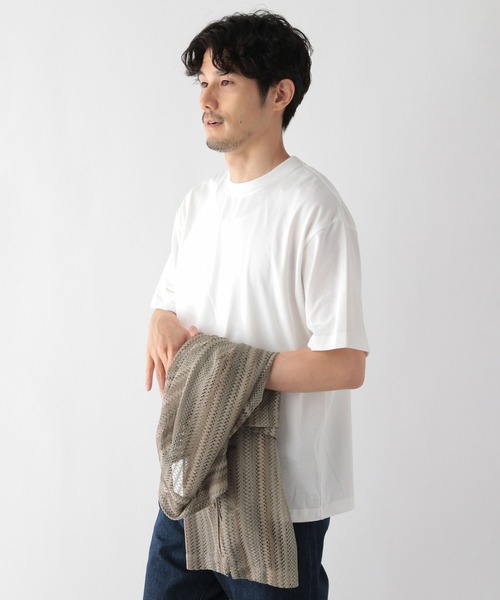 NEE クラッシュシャツ　ベージュ　XL 長袖 オーバーサイズド コットン Tシャツ Zoom Up Logo ミルク