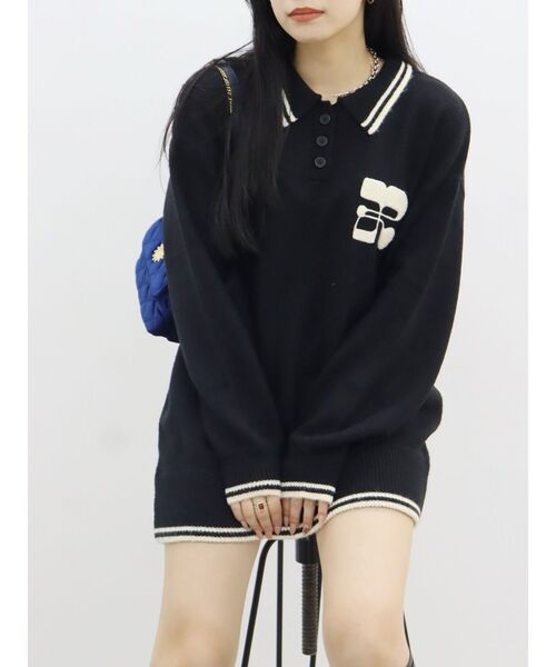 【セール】ワンポイントポロニットトップス（ニット/セーター）｜EVRIS（エヴリス）