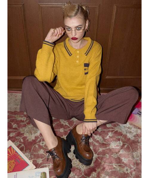 【セール】ワンポイントポロニットトップス（ニット/セーター）｜EVRIS（エヴリス）