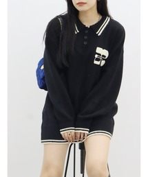 EVRIS | ワンポイントポロニットトップス(ニット/セーター)