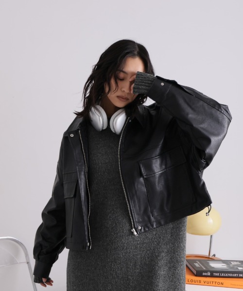ブルゾンレディース セール】2WAYステッチ入り裏ボアファー付きブルゾン（ブルゾン）｜LADY