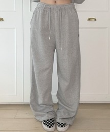 A'GEM/9 × .kom 『muah muah/ムーアムーア』 LOGO STITCH LINE WIDE BANDING PANTS/ステッチロゴラインワイドバンディングパンツ