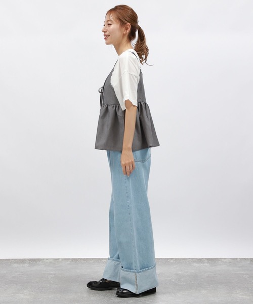LAKOLE（ラコレ）の「ロールアップワイドデニム / 138700（デニムパンツ・レディース・ライトブルー/ブラック/アクア・MEDIUM/SMALL/LARGE）」の4枚目の写真