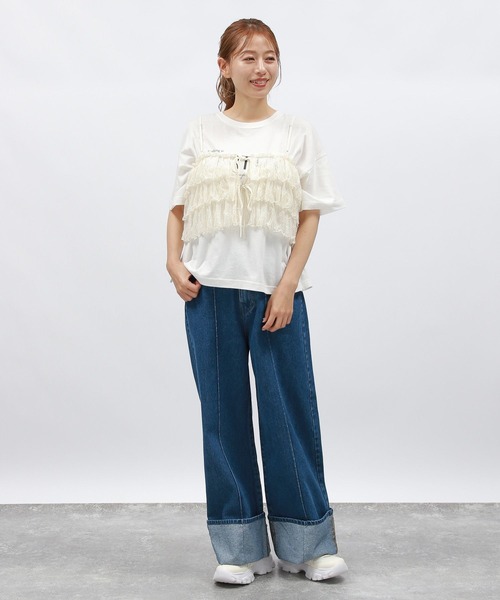 LAKOLE（ラコレ）の「ロールアップワイドデニム / 138700（デニムパンツ・レディース・ライトブルー/ブラック/アクア・MEDIUM/SMALL/LARGE）」の6枚目の写真