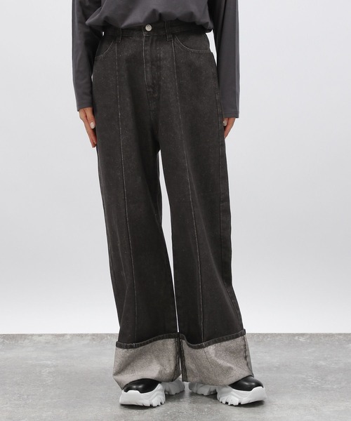 LAKOLE（ラコレ）の「ロールアップワイドデニム / 138700（デニムパンツ・レディース・ライトブルー/ブラック/アクア・MEDIUM/SMALL/LARGE）」の9枚目の写真