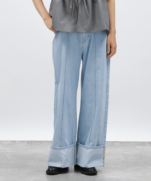 LAKOLE（ラコレ）の「ロールアップワイドデニム / 138700（デニムパンツ・レディース・ライトブルー/ブラック/アクア・MEDIUM/SMALL/LARGE）」の12枚目の写真