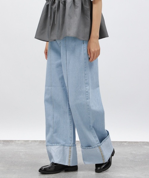 LAKOLE（ラコレ）の「ロールアップワイドデニム / 138700（デニムパンツ・レディース・ライトブルー/ブラック/アクア・MEDIUM/SMALL/LARGE）」の13枚目の写真