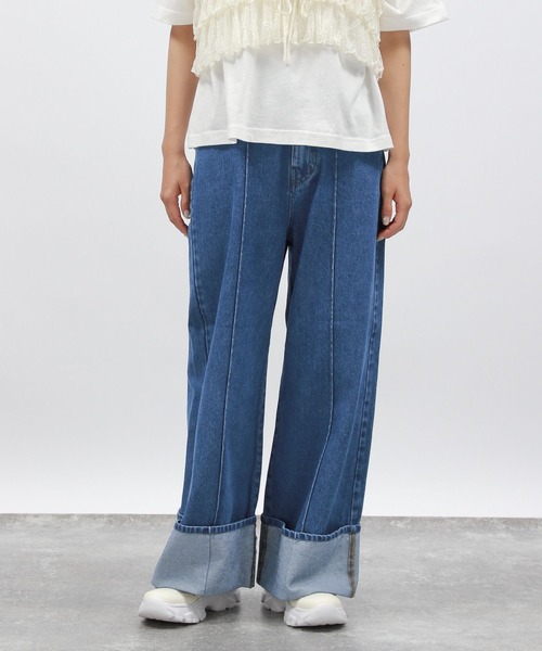 LAKOLE（ラコレ）の「ロールアップワイドデニム / 138700（デニムパンツ・レディース・ライトブルー/ブラック/アクア・MEDIUM/SMALL/LARGE）」の16枚目の写真