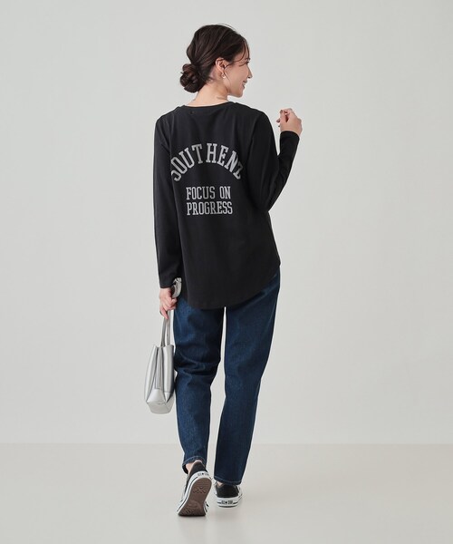 Cutie Blonde（キューティーブロンド）の「◆【洗える】腰回りをカバー アソートプリントロンT（Tシャツ/カットソー・レディース・チャコール/ベージュ系4/ホワイト系その他/ブラック系5/チャコールグレー/ピンク系8・02/03/04）」の17枚目の写真