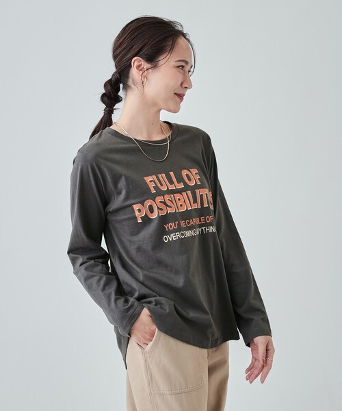 Cutie Blonde（キューティーブロンド）の「◆【洗える】腰回りをカバー アソートプリントロンT（Tシャツ/カットソー・レディース・チャコール/ベージュ系4/ホワイト系その他/ブラック系5/チャコールグレー/ピンク系8・02/03/04）」の20枚目の写真