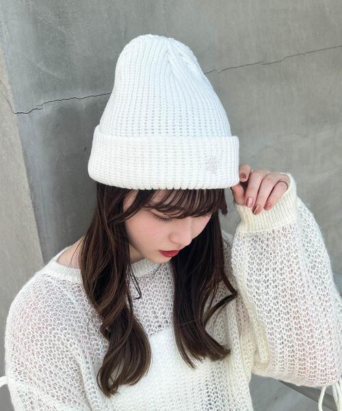 INGNI（イング）の「ロゴ刺繍ニット帽（ニットキャップ/ビーニー・レディース・ブラック系その他6/オフホワイト/ブラック・ONE SIZE）」の10枚目の写真