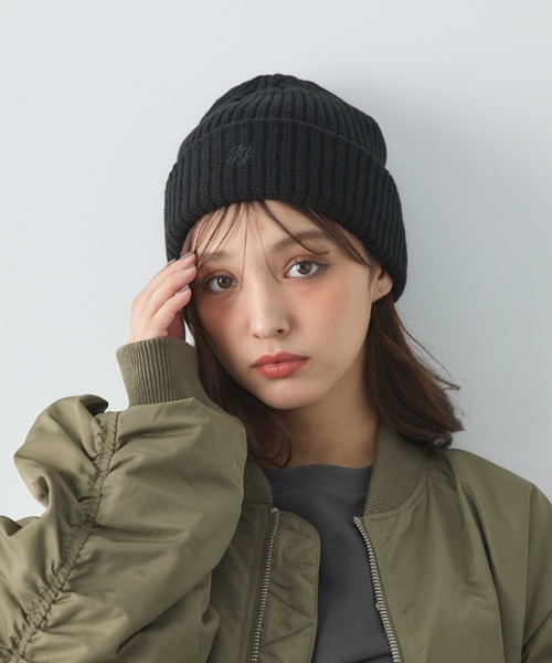 INGNI（イング）の「ロゴ刺繍ニット帽（ニットキャップ/ビーニー・レディース・ブラック系その他6/オフホワイト/ブラック・ONE SIZE）」の2枚目の写真