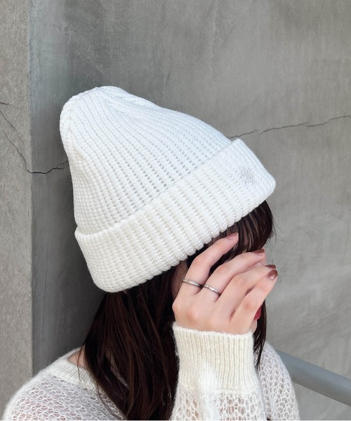 INGNI（イング）の「ロゴ刺繍ニット帽（ニットキャップ/ビーニー・レディース・ブラック系その他6/オフホワイト/ブラック・ONE SIZE）」の14枚目の写真