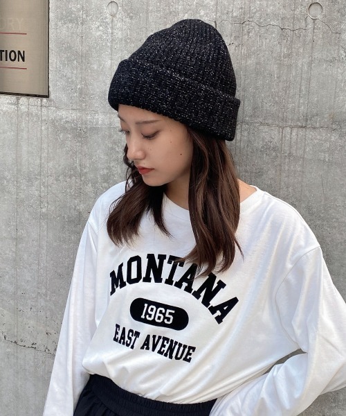 INGNI（イング）の「ロゴ刺繍ニット帽（ニットキャップ/ビーニー・レディース・ブラック系その他6/オフホワイト/ブラック・ONE SIZE）」の17枚目の写真