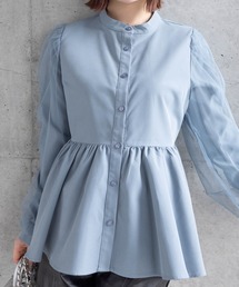 clear | 長袖チュールドッキングペプラムブラウス [ふんわり トレンド感 美シルエット]≪2024AW新作≫(シャツ/ブラウス)