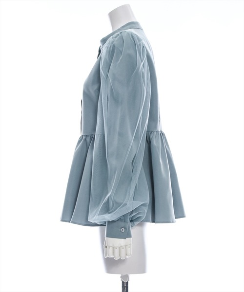 clear（クリア）の「長袖チュールドッキングペプラムブラウス [ふんわり 美シルエット]≪再入荷≫（シャツ/ブラウス・レディース・チャコールグレー/オフホワイト/ブルーグレー・F）」の13枚目の写真