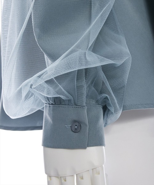 clear（クリア）の「長袖チュールドッキングペプラムブラウス [ふんわり 美シルエット]≪再入荷≫（シャツ/ブラウス・レディース・チャコールグレー/オフホワイト/ブルーグレー・F）」の18枚目の写真