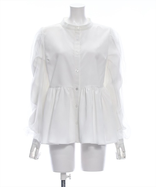 clear（クリア）の「長袖チュールドッキングペプラムブラウス [ふんわり 美シルエット]≪再入荷≫（シャツ/ブラウス・レディース・チャコールグレー/オフホワイト/ブルーグレー・F）」の21枚目の写真