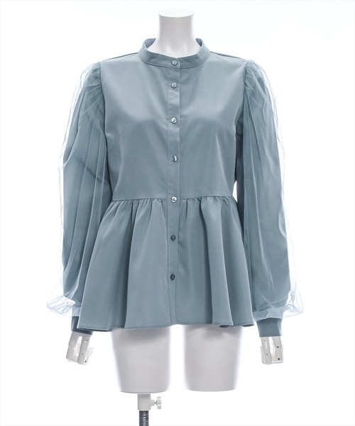 clear（クリア）の「長袖チュールドッキングペプラムブラウス [ふんわり 美シルエット]≪再入荷≫（シャツ/ブラウス・レディース・チャコールグレー/オフホワイト/ブルーグレー・F）」の22枚目の写真