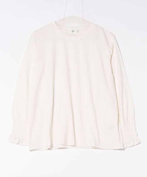BELLUNA PLUS(ベルーナ)の「袖口レース使いプルオーバー(Tシャツ/カットソー・レディース・ブラック/オフホワイト/グリーン・X-LARGE/LARGE/MEDIUM)」の2枚目の写真