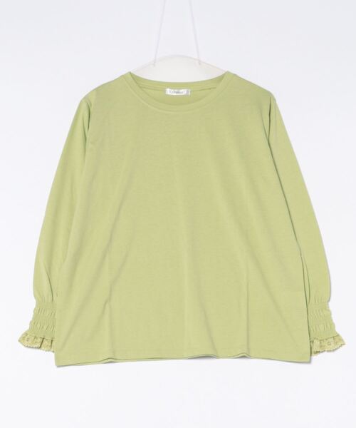 BELLUNA PLUS(ベルーナ)の「袖口レース使いプルオーバー(Tシャツ/カットソー・レディース・ブラック/オフホワイト/グリーン・X-LARGE/LARGE/MEDIUM)」の1枚目の写真