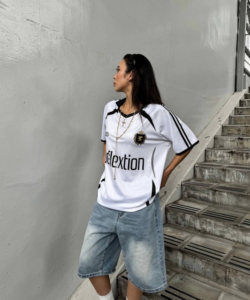 DEFLEXTION(ディフレクション)の「【DEFLEXTION / ディフレクション】Soccer shirt / サッカー ゲームシャツ(Tシャツ/カットソー・レディース・ホワイト/ブラック・LARGE/X-LARGE)」の6枚目の写真