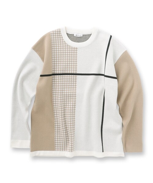 tk.TAKEO KIKUCHI（ティーケータケオキクチ）の「◆【もちもちニット】クラシックパターンクロスオーバー（ニット/セーター・メンズ・グレー系その他5/ホワイト系7/ブラック系4/ブルー系4/ワイン系6/モスグリーン系4・01/02/03/04）」の12枚目の写真