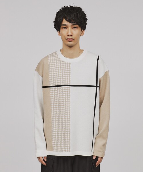 tk.TAKEO KIKUCHI（ティーケータケオキクチ）の「◆【もちもちニット】クラシックパターンクロスオーバー（ニット/セーター・メンズ・グレー系その他5/ホワイト系7/ブラック系4/ブルー系4/ワイン系6/モスグリーン系4・01/02/03/04）」の13枚目の写真