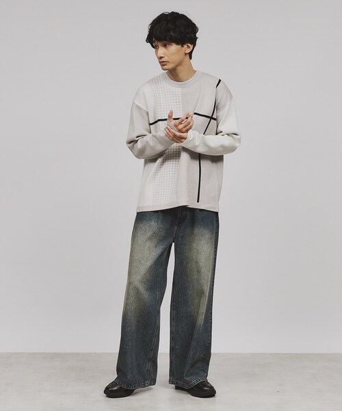 tk.TAKEO KIKUCHI（ティーケータケオキクチ）の「◆【もちもちニット】クラシックパターンクロスオーバー（ニット/セーター・メンズ・グレー系その他5/ホワイト系7/ブラック系4/ブルー系4/ワイン系6/モスグリーン系4・01/02/03/04）」の20枚目の写真