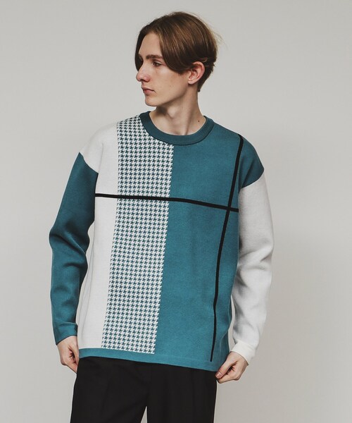 tk.TAKEO KIKUCHI（ティーケータケオキクチ）の「◆【もちもちニット】クラシックパターンクロスオーバー（ニット/セーター・メンズ・グレー系その他5/ホワイト系7/ブラック系4/ブルー系4/ワイン系6/モスグリーン系4・01/02/03/04）」の7枚目の写真