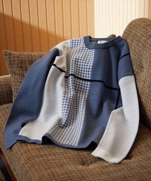 tk.TAKEO KIKUCHI（ティーケータケオキクチ）の「◆【もちもちニット】クラシックパターンクロスオーバー（ニット/セーター・メンズ・グレー系その他5/ホワイト系7/ブラック系4/ブルー系4/ワイン系6/モスグリーン系4・01/02/03/04）」の11枚目の写真