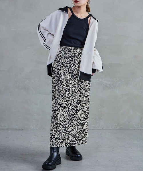 Fashion Letter（ファッションレター）の「レオパードナロープリーツスカート レオパード柄 豹ヒョウ柄 レディース スカート プリーツ（スカート・レディース・オフホワイト/ブラック・M/L）」の9枚目の写真