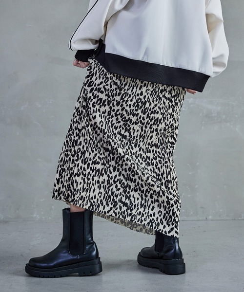 DIOR プリーツスカート　ヒョウ　パープル She's Closet スカート レオパード/豹ヒョウ柄プリントロング丈