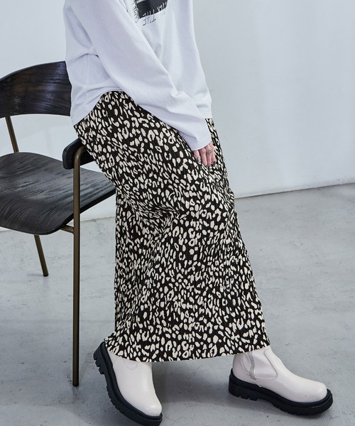 Fashion Letter（ファッションレター）の「レオパードナロープリーツスカート レオパード柄 豹ヒョウ柄 レディース スカート プリーツ（スカート・レディース・オフホワイト/ブラック・M/L）」の14枚目の写真