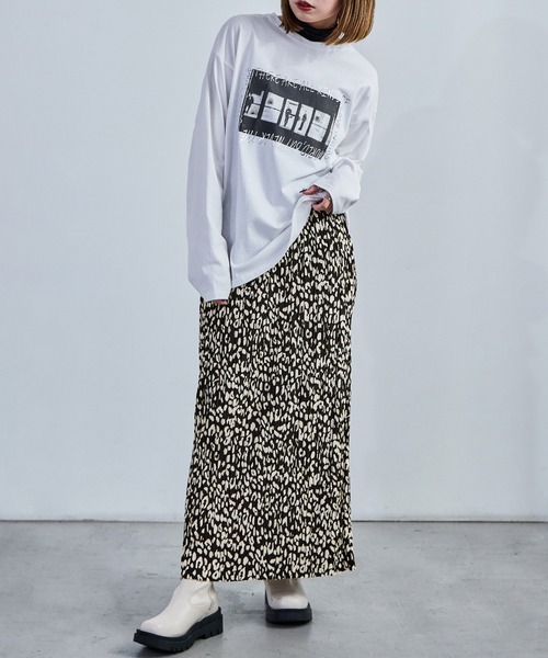Theory レオパード プリーツスカート 00 She's Closet スカート レオパード/豹ヒョウ柄プリントロング丈