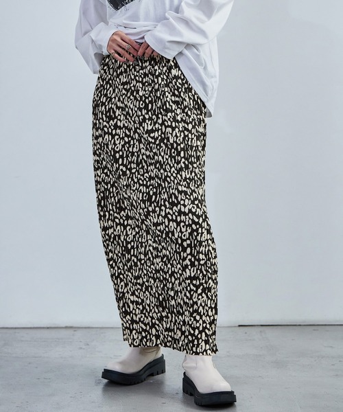 Fashion Letter（ファッションレター）の「レオパードナロープリーツスカート レオパード柄 豹ヒョウ柄 レディース スカート プリーツ（スカート・レディース・オフホワイト/ブラック・M/L）」の16枚目の写真
