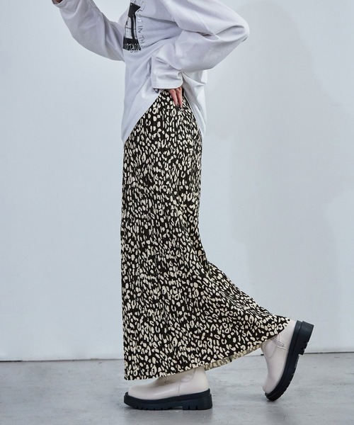 Fashion Letter（ファッションレター）の「レオパードナロープリーツスカート レオパード柄 豹ヒョウ柄 レディース スカート プリーツ（スカート・レディース・オフホワイト/ブラック・M/L）」の19枚目の写真